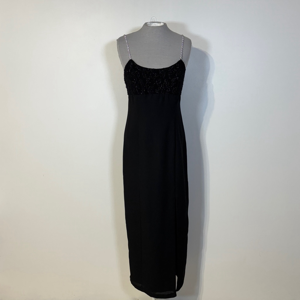 Vintage Dollar U.S.A. Dress Women’s Small Black Lace Midi Beaded Embroidery